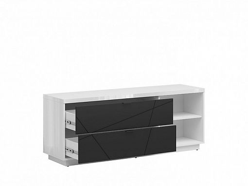 FORN televizní stolek RTV2S, bílý lesk/černý mat