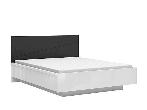 FORN postel LOZ/160/B + rošt, bílý lesk/černý mat