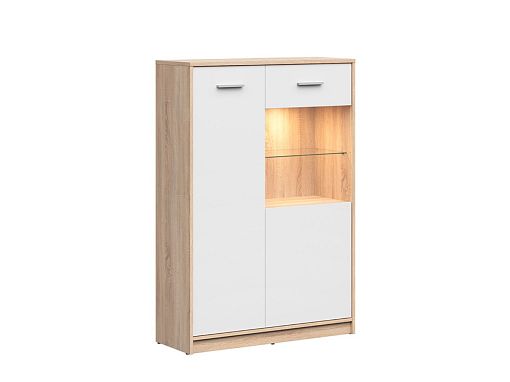 NEPO PLUS vitrína REG1D1W/90, dub sonoma/bílá