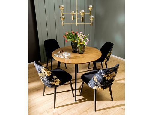 KEILA jídelní stůl, černá/modřín sibiu zlatý (nohy hranaté)