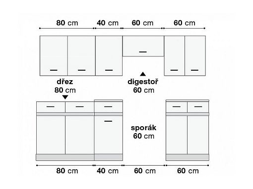 Kuchyň SARA LINE 240 cm, bílá