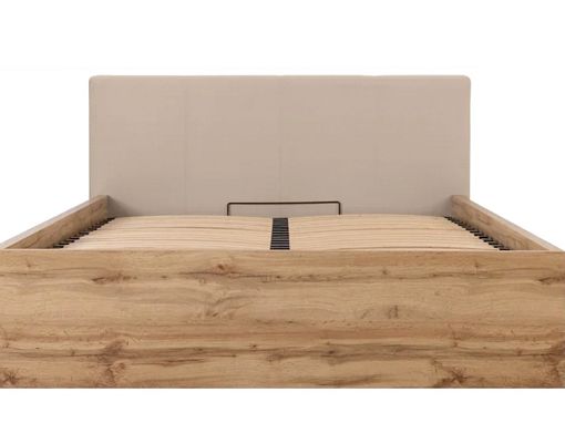 TETRIX postel s čalouněným čelem LOZ/160/B/T, dub wotan/béžová