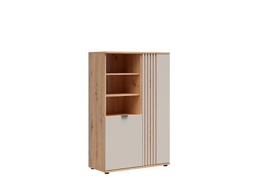 Skříň s regálem Brevas REG2D, dub artisan/kašmír
