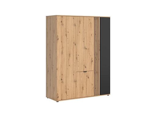 Šatní skříň Vabres SZF4D, dub artisan/černá