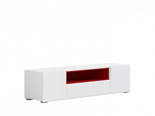 POSSI AIR televizní stolek RTV2D1S/4/16 bílá/červená/bílý lesk