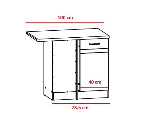 JUNONA skříňka rohová 100 cm, levá, bílá/dub delano světlý