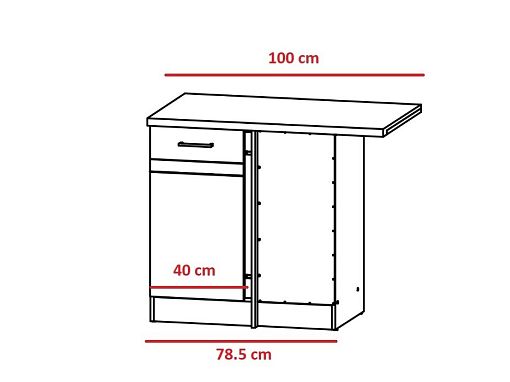 JUNONA rohová skříňka 100 cm, pravá, dub bernstein
