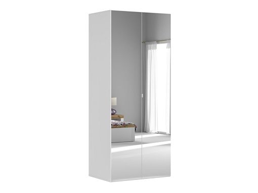 FLEX šatní skříň 100/142, bílá/zrcadlo