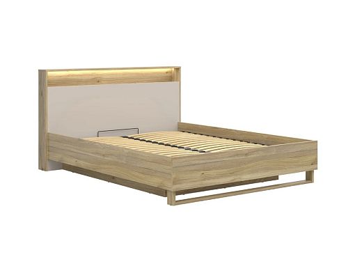 DALVA postel 160 cm + rošt a LED osvětlení, dub mauvella/kashmir