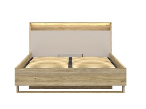 DALVA postel 160 cm + rošt a LED osvětlení, dub mauvella/kashmir