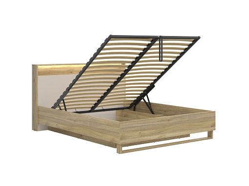 DALVA postel 160 cm + rošt a LED osvětlení, dub mauvella/kashmir