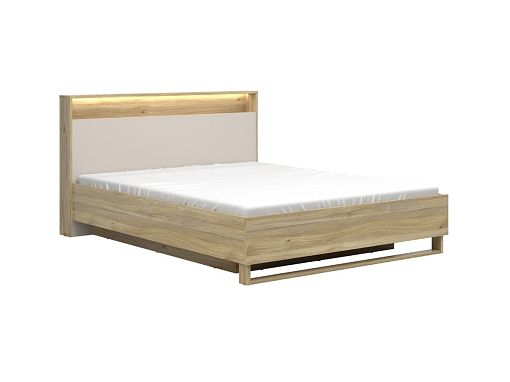 DALVA postel 160 cm + rošt a LED osvětlení, dub mauvella/kashmir