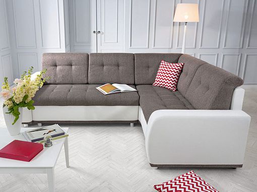WILLY LUX rohová sedací souprava, M3573G/M5618G, bílá/bronzová