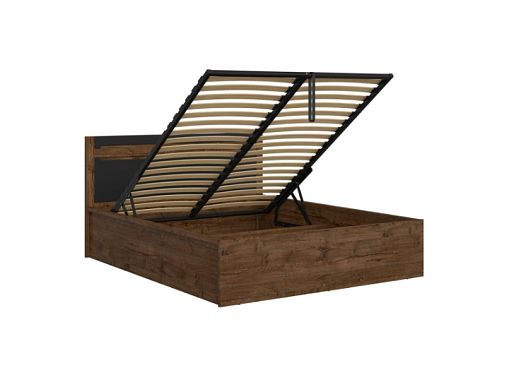 RUSO postel 140 cm + rošt, dub april/černý mat
